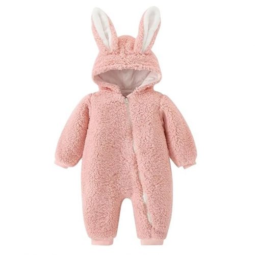 Baby Bucket Single Zip Warm Fleece Hooded Romper