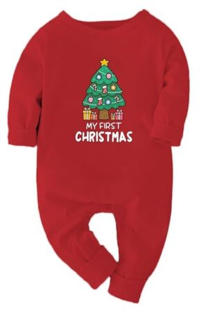 Zeezeezoo My First Christmas Baby Dress Outfit | 100% Cotton Clothes Full-Sleeve Bodysuit for Newborn Baby Boy & Girl Photoshoot