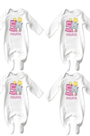 Five Months Old Baby Jumpsuit,New Born Baby Customised Name Baby Dress for Girl (Pack of 4) -