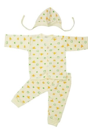 Baby Boys and Girls Hosiery Wear 3 Piece Set (Vest/T-Shirt, Pyjama/Track Pant and Cap)
