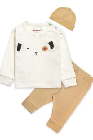 Real Basics Cotton Clothing Sets for Boys & girls - Unisex Clothing sets Full Sleeve T-shirt Pant & Cap