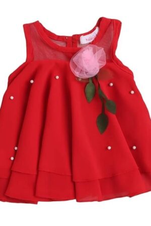 Hopscotch Baby Girls Knee Length Casual Dresses in White Color