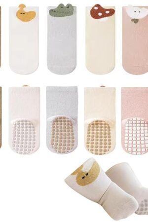 Freshfoot Cute and Colourful 100% Organic Cotton Non-Slip Baby Socks For Boys and Girls with Grippers