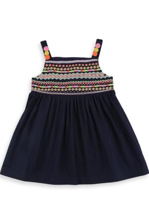 Nautinati Girls A-line Print Strap Sleeve Cotton Dress | Age 0-3Years