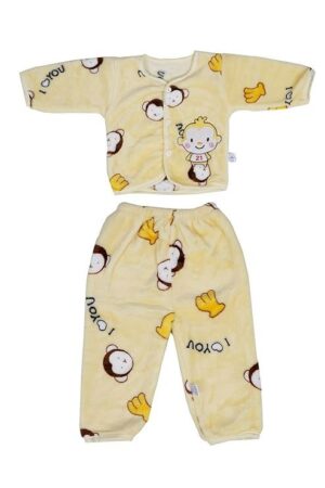 Printed Top-Pyjama Set for Baby Boys Yellow 0-6 Months