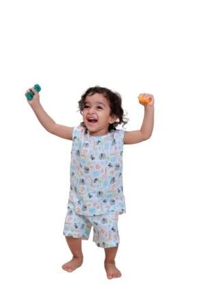 Organic Cotton Half Sleeve Top and Shorts Set | Night Suit for Boys & Girls | Sleepwear Kids Products | Night Wear Rompers | Full Cover Dress