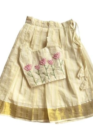 Picksparrow Baby Girl Pattu pavadai/Lehenga Choli/Hand-embroidered Traditional Ethnic Dress
