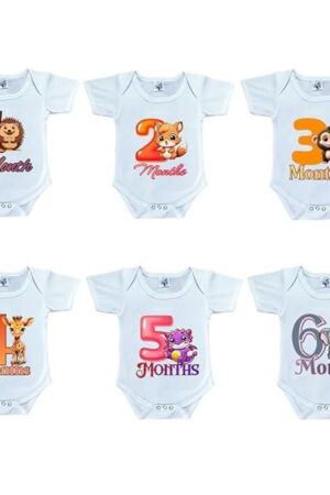 Monthly Milestone Birthday Dress Romper bodysuit Onesie for Baby Boy Girl and Newborn