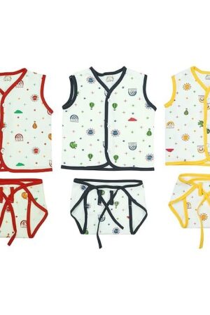 CUTE LANDINGS New Born Baby Soft Pure Cotton Sleeve Vest/Jhablas and Langot/Nappy Set/Clothes/Infant wear