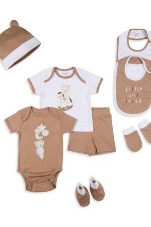 My Milestones 8 Pieces Half Sleeves New Born Baby Gift Set, Infant Gift Set, Clothing Set for Boys and Girls