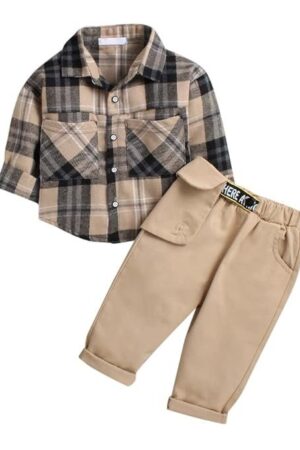 Hopscotch Baby Boys Cotton Checkered Pant Set