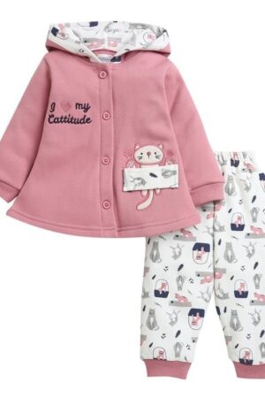 BUMZEE Girls Fleece Printed Full Sleeves Winter Wear Set (Peb9836)