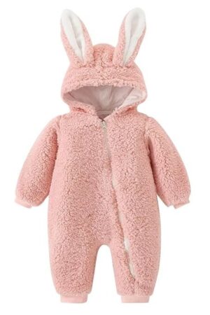 Baby Bucket Single Zip Warm Fleece Hooded Romper