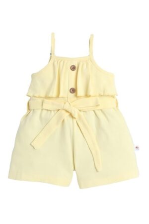 BUMZEE Baby Girls Cotton Sleeveless Above Knee Jumpsuit With Belt