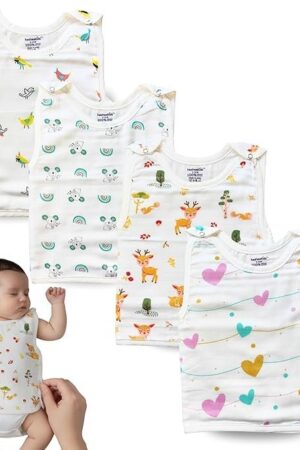 100% Organic Cotton Newborn Baby Jablas | Pack of 4 Unisex Muslin Book-Style Jablas | Soft, Breathable & Easy to Wear for Newborns | Double Layer Muslin + Cotton for Gentle Skin