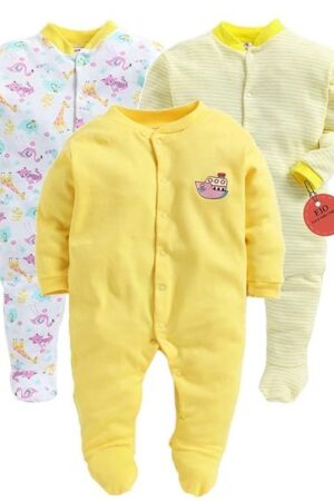 EIO® 100% Cotton Rompers Sleepsuits Jumpsuit Night Suits for Infants Newborn Baby Boys & Girls