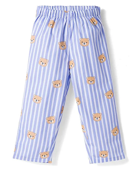 Babyhug Cotton Woven Full Sleeves Co-ords Night Suit With Animal Print - Blue - Image 4